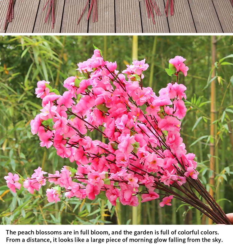 1/3/5 stücke Künstliche Pfirsichblüte Zweig Frühling Pflaume Kirschblüte Seidenblume Baum Dekoration Hause Hochzeit DIY Dekoration – Detail 10
