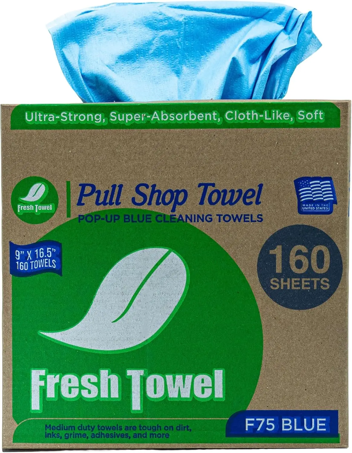 

Салфетки Fresh Towel Pop-Up Shop – Синие одноразовые чистящие салфетки средней прочности, 9' x 16.5' – 1 коробка