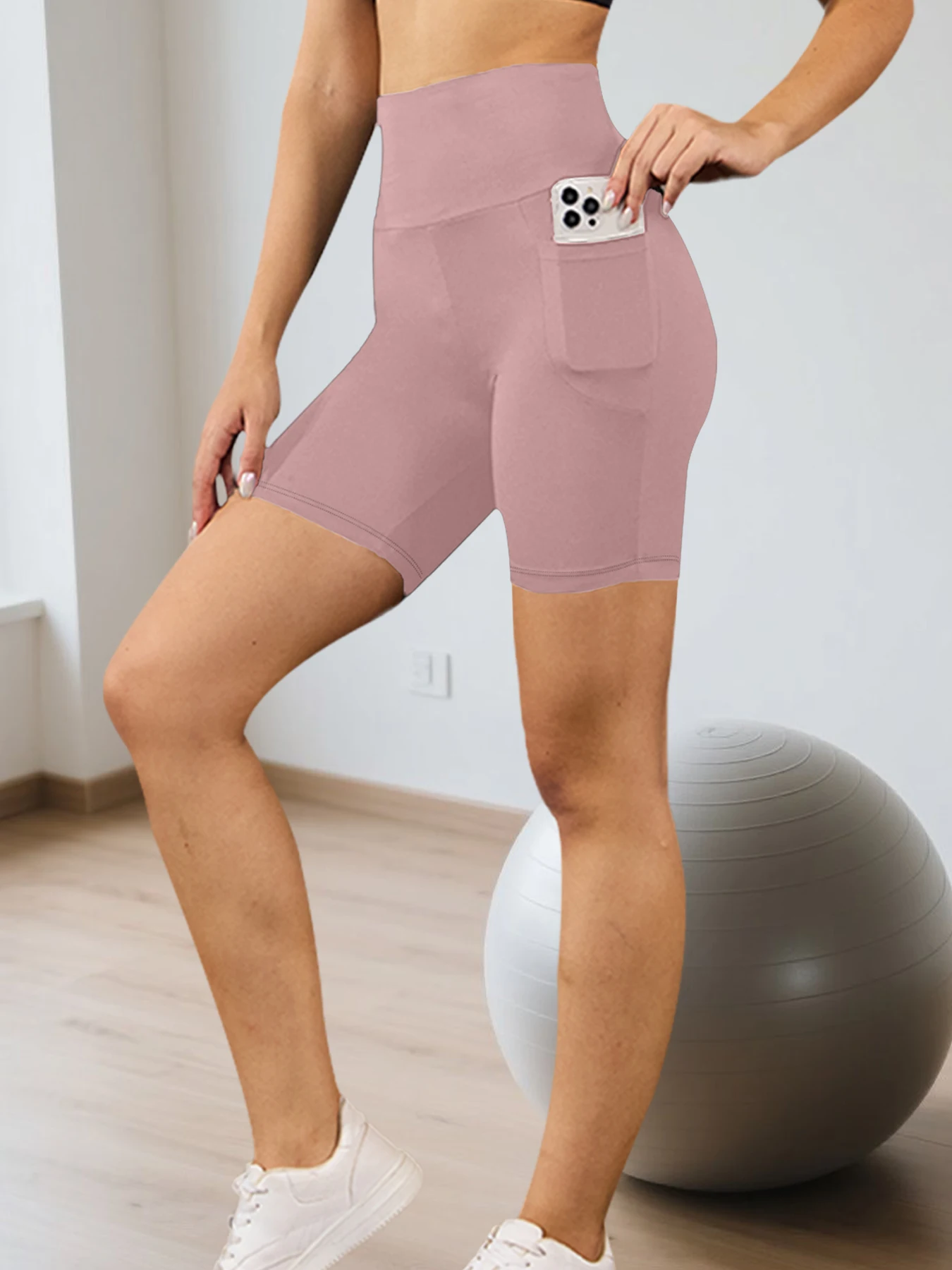 

Байкерские шорты с высокой талией для женщин с карманами, очень мягкие, не прозрачные, для тренировок, бега, йоги, спортивного зала