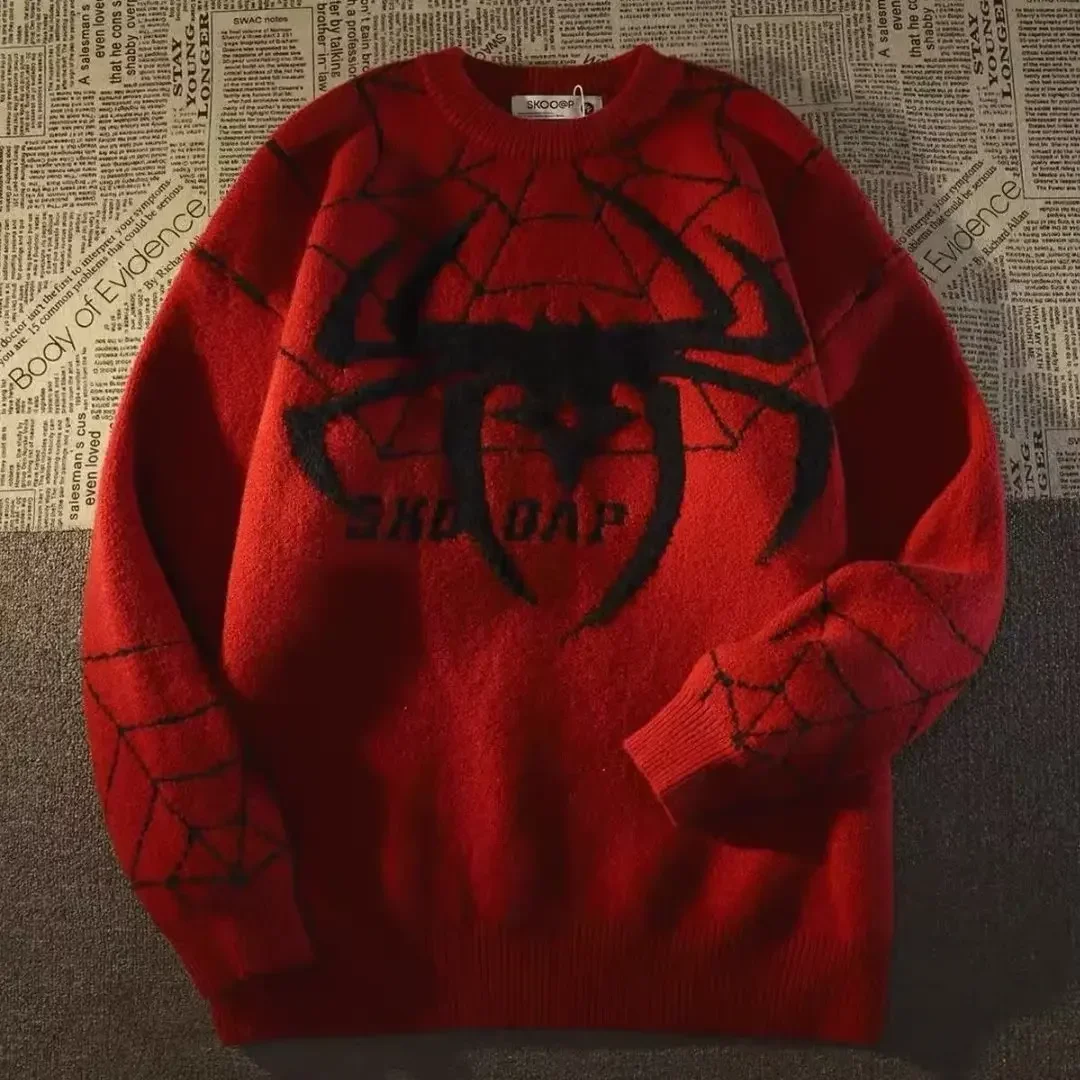 Maglione jacquard Cityboy Spider per autunno inverno vestibilità ampia per uomo maglione vintage Harajuku abbigliamento da uomo maglione natalizio