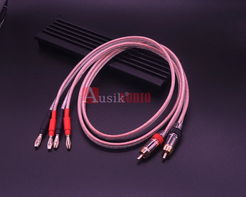 1Pair HIFI RCA to 2 Banana Speaker Cable Audio-cable for Amplifier/ 1.5m 2m 3m 5m AS070