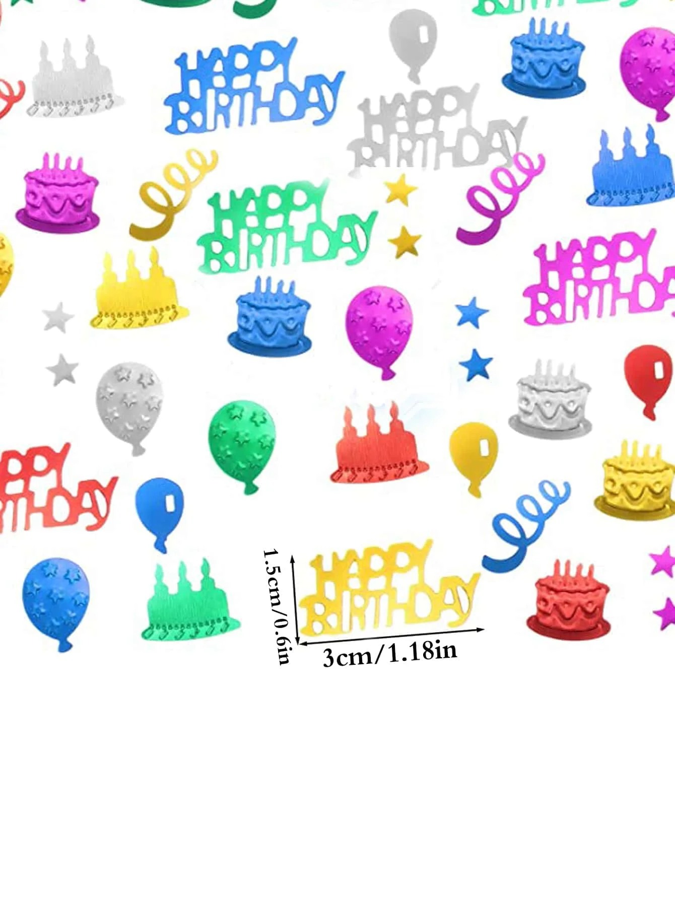 600 colorful birthday confetti, cake balloons-star sparkles and glitter, let the celebration unforgettable