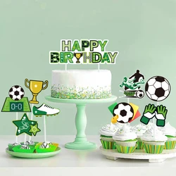 Soccer Cake Topper Boy Girl Soccer Happy Birthday Cupcake Toppers Party Dessert Football Theme Party Baby Shower forniture per la cottura