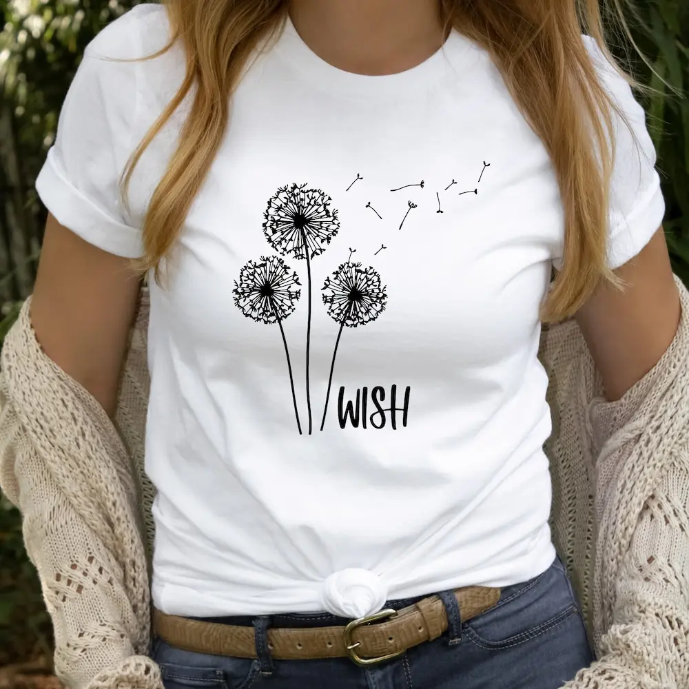 Dandelion Wish T Shirt Inspirational Casual Trendy Summer Outfit Cute Love Vintage Birthday