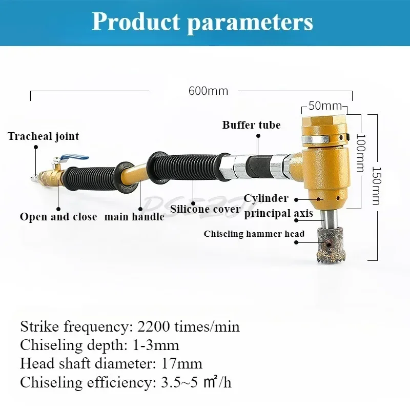 Pneumatic Chiseling Machine Concrete Wall Roughening Machine Handheld Lightweight Air Hammer Alloy Hemp Head Tool