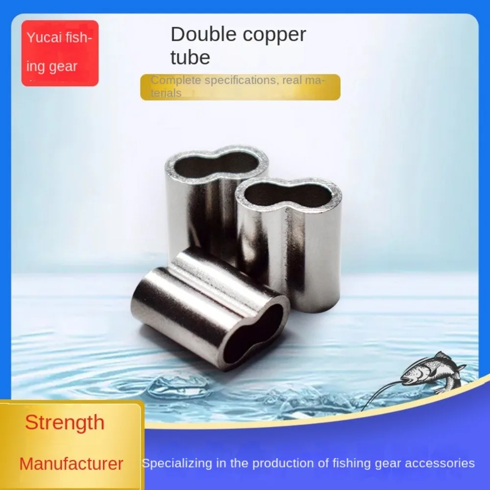 

Durable Fishing Line Crimping Tube Fishing Wire Tube Wire Crimp Connector Oval Line Crimping Sleeves Double copper Tube