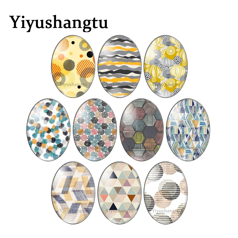 Mixed No specification pattern Corrugated diamond 13x18mm/18x25mm/30x40mm Oval photo glass cabochon flat back Making findings