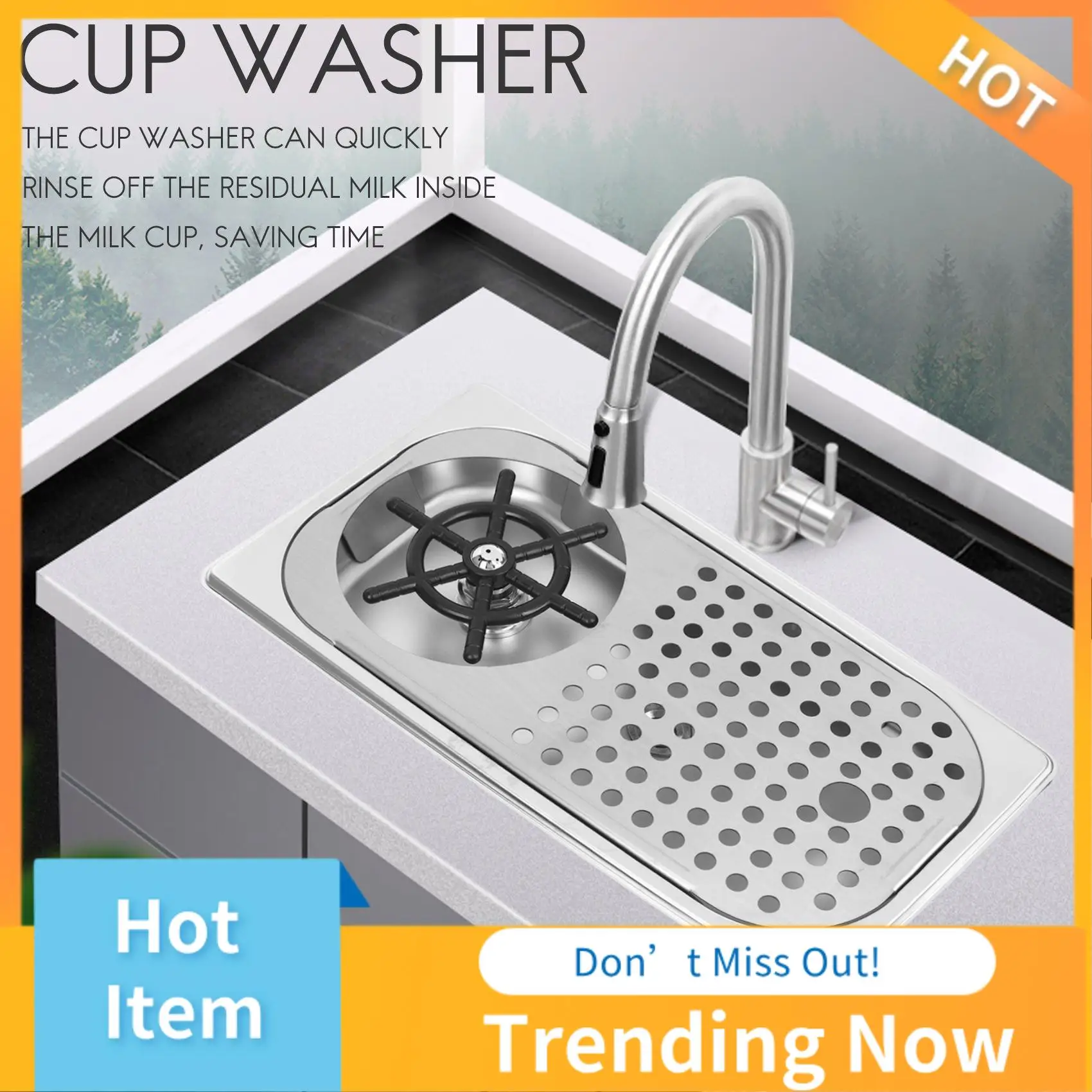 

CMHI-Glass Rinser Diameter 201 Stainless Steel Rinser For Beer Milk Tea Cup Washer Cleaner Glass Rinser For Hotel Bar