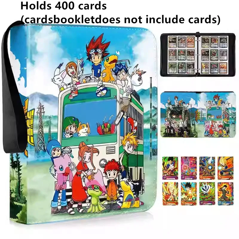 400/900pcs Digimon Adventure Card Album Book Folder 4/9 Card Slots Collections Zipper Double Pocket Zipper Card Binder Holder