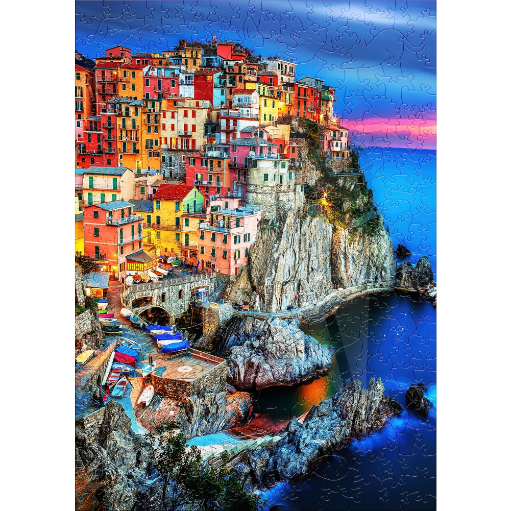 Cinque Terre Holz Puzzle Spielzeug Reise Souvenir Holz Puzzles für Kinder Montessori Spiele Großhandel geheime Puzzle-Boxen