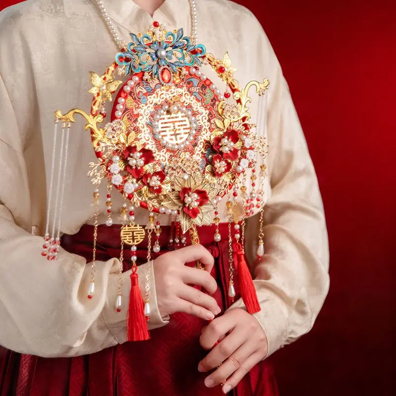 Round Fan Wedding Heavy Industry Chinese Style Senior Match Ming System Handmade Diy Material Bag
