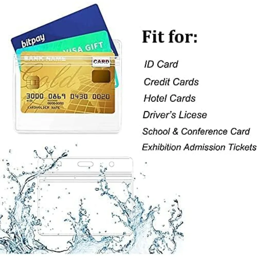 5 قطعة حامل شارة الهوية الأفقية قسط أصحاب الهوية البلاستيكية الشفافة لشارات بطاقة حامي مقاوم للماء لبطاقة الهوية العمل 5 قطعة H #3