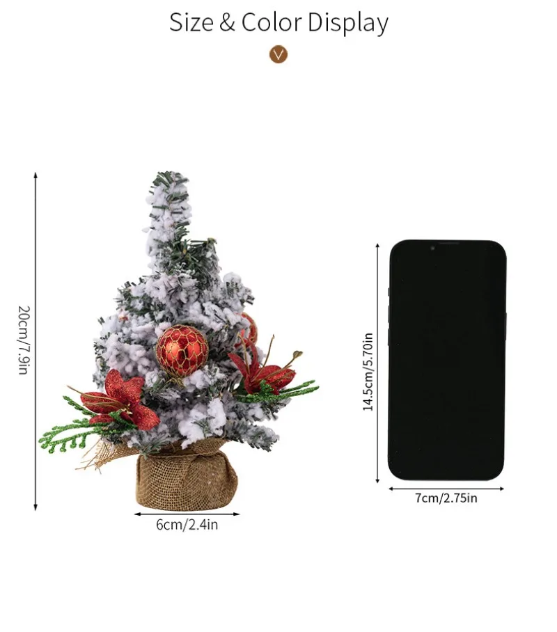 Christmas Decorations Home Atmosphere Ornaments Artificial Snow Christmas Tree Table Decor Figurines for Indoor Holiday Layout
