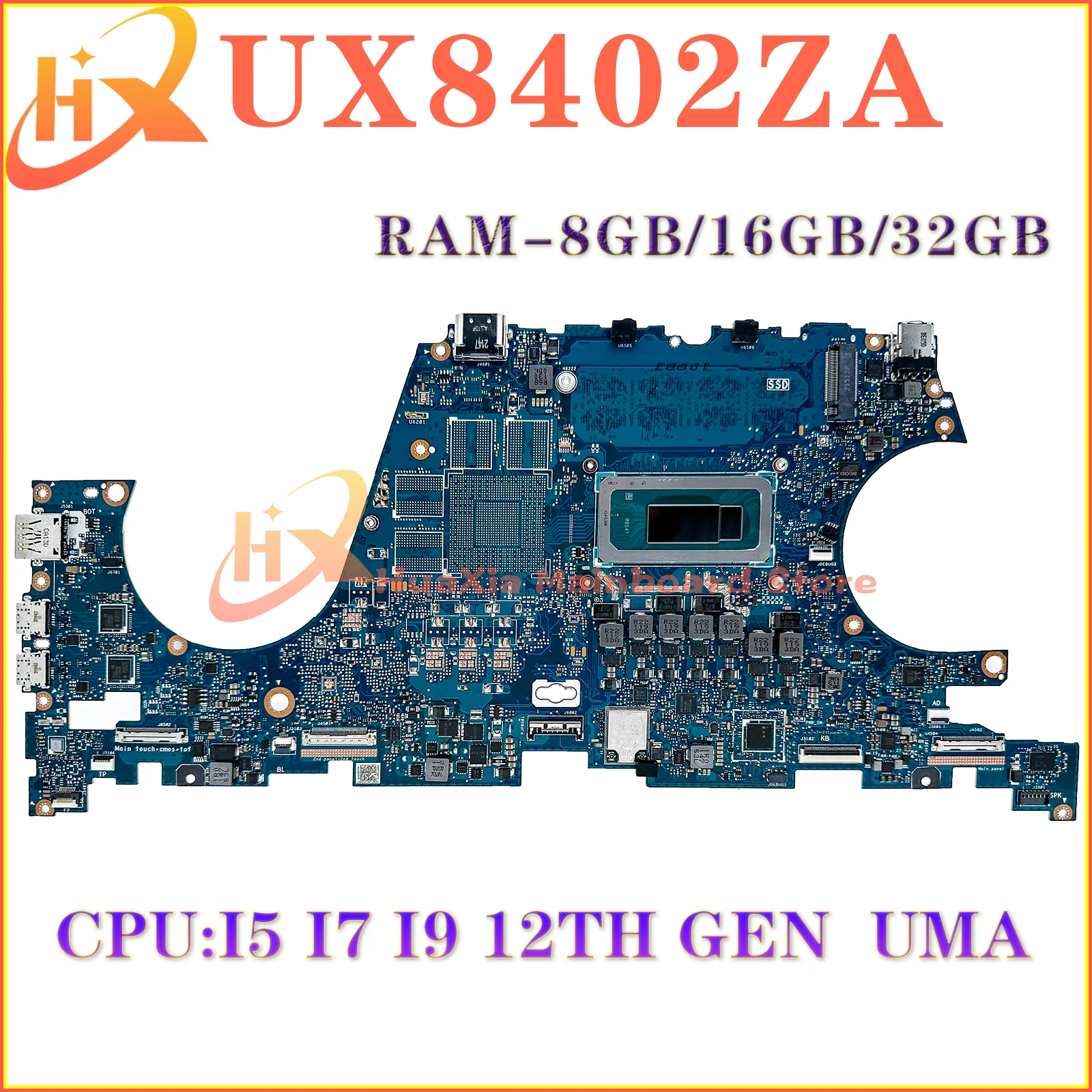 

KEFU UX8402Z Mainboard For ASUS UX8402ZA BX8402ZA BX8402ZE RX8402ZE RX8402ZA UX8402ZE Laptop Motherboard i5 i7 i9 12th Gen