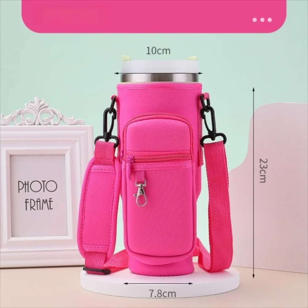 Non-slip Water Bottle Carrier Bag 40oz Adjustable Shoulder Strap Water Bottle Pouch Holder with Handle with Pocket
