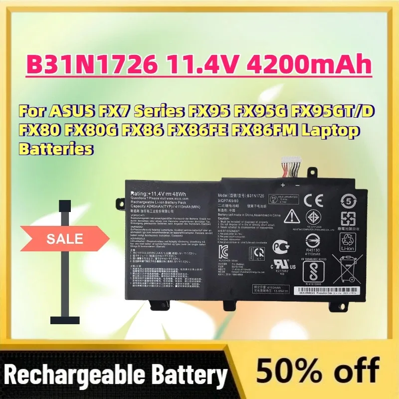 

In Stock B31N1726 11.4V 4200mAh Battery for ASUS FX7 Series FX95 FX95G FX95GT/D FX80 FX80G FX86 FX86FE FX86FM Laptop Batteries