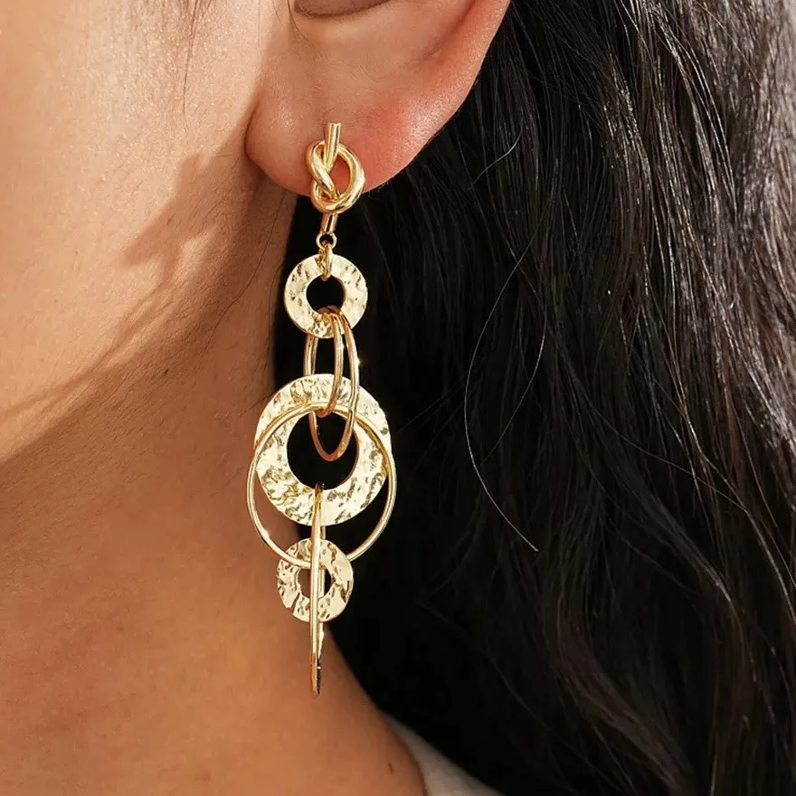 

Personalized Women's Round Pendant Tassel Earrings, Elegant Women's Simple High-end Jewelry Accessories Trendy Party Gifts