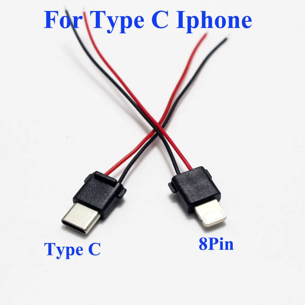 2/5pcs 2Pin Solder type IOS USB male plug For iphone Type-C with chip board connector DIY Charging line plug cable adapter parts