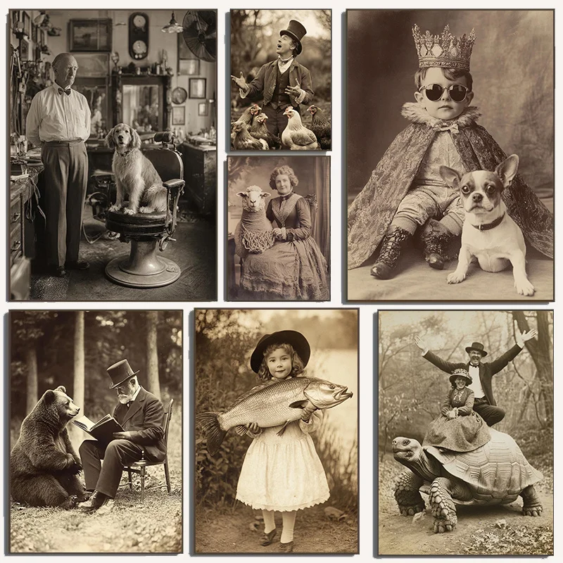 Victorian-Era Boy King Art Print – A Canvas Painting Exuding Regal Elegance and Vintage Humor for Home Decor Cuadros