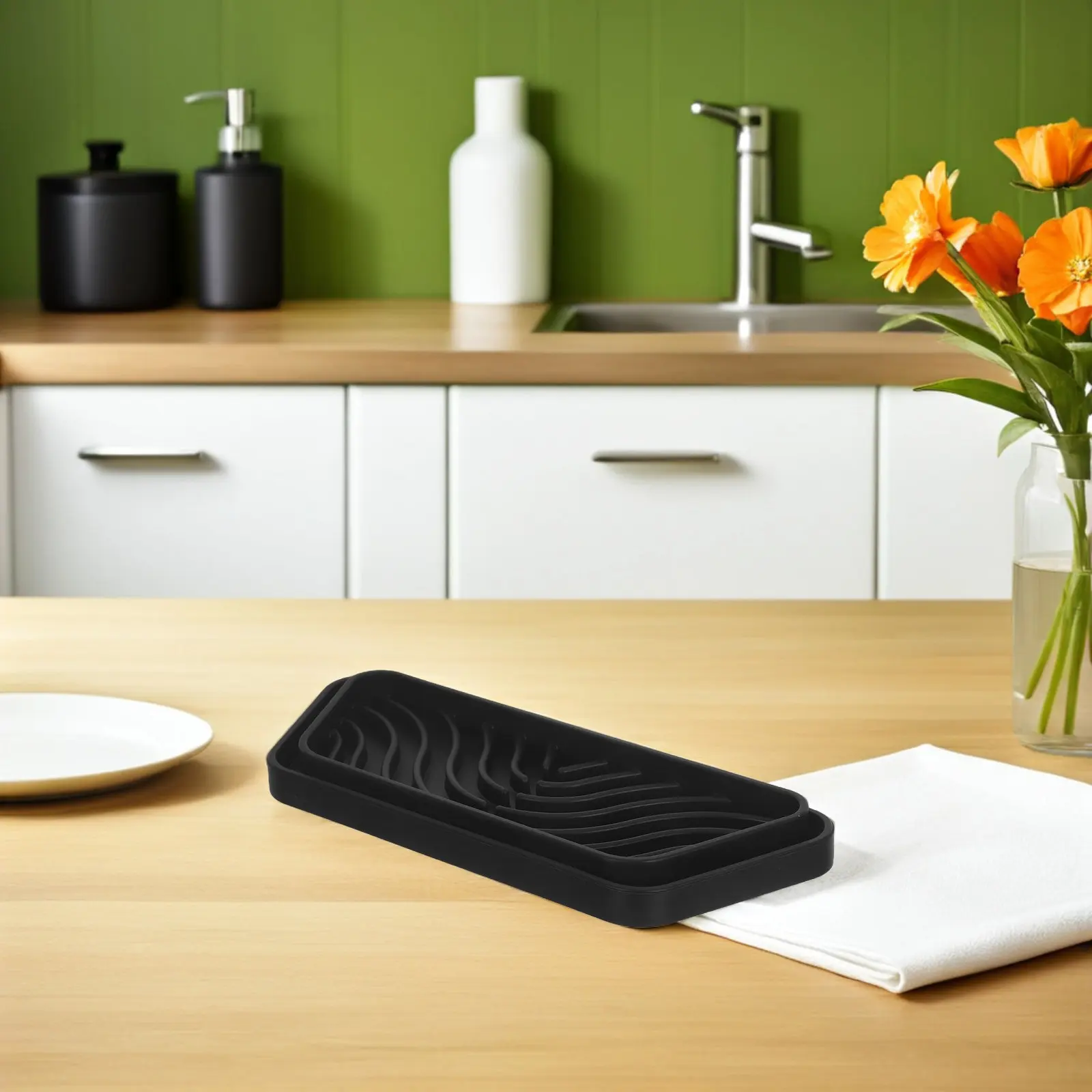 2Pcs Silicone Fridge Drip Catcher Tray Cuttable Semi-Circle Trapezoid Refrigerator Water Dispenser Mat Non-Slip Leakproof