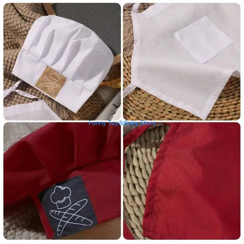 

2pcs Baby Cook Set Ftfee Set Fun и уникальные новорожденные фотосессии реквизиты Cook Hat и соответствующая ролевая фартук. C90B