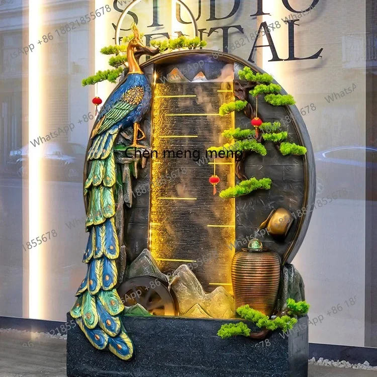 A74Flowing water fountain water curtain wall Chinese peacock screen courtyard landscaping decoration front desk floor ornament