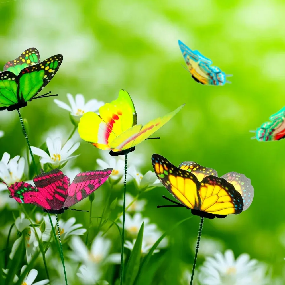 5-25Pcs/Set 3D Simulation Butterflies Garden Yard Planter Colorful Butterfly Stakes Decoracion Outdoor Decor Flower Pots Decor