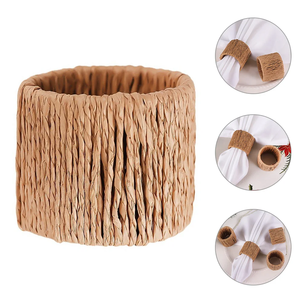 

4Pcs Rustic Woven Napkin Rings Handwoven Napkin Holders Farmhouse Dining Table Decor Wedding Holiday Party Serviette Ring