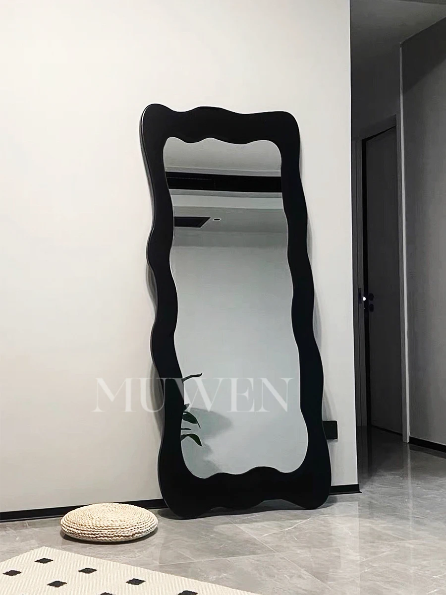 Creative full body mirror clothing store irregular wave fitting mirror light luxury floor mirror