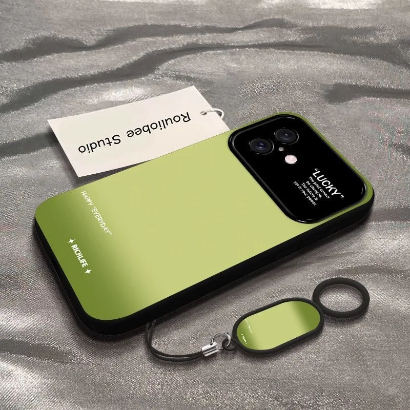 Premium Gradient Green Case for iPhone 16 Pro, 15 Large Window, 14 Frosted, 13 Drop-Proof, 12/11 Soft