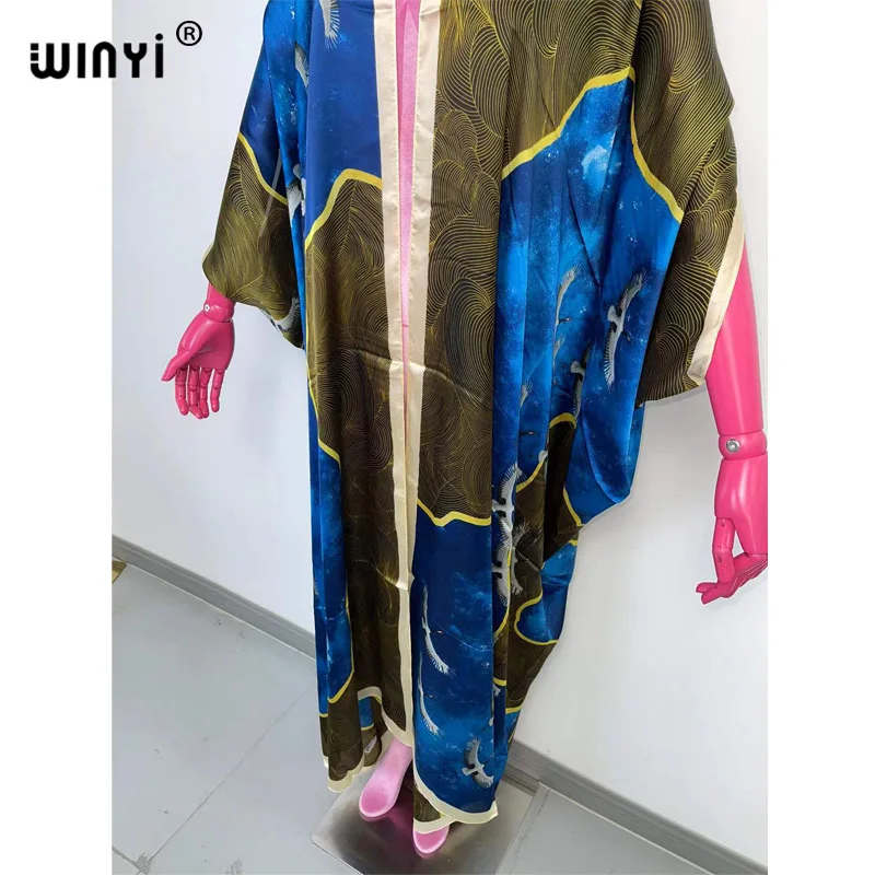 WINYI-kimono europeo para mujer, cárdigan de manga larga para cóctel, sexy, bohemio, para playa, para vacaciones africanas, 2022