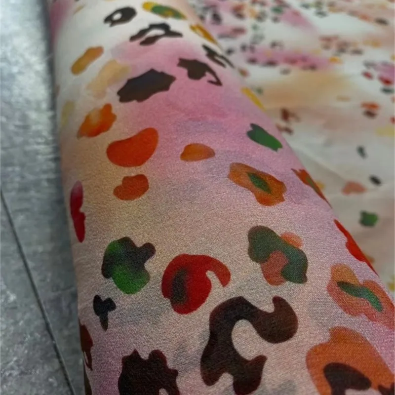 Novo tecido georgette de seda estampado em cores doces su mommeer vestido camisa