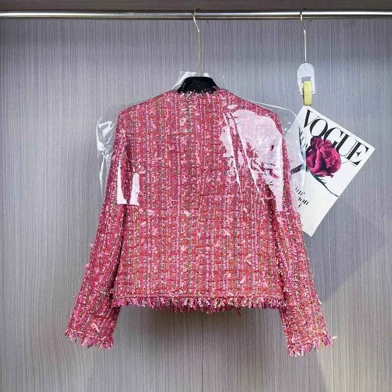 

Spring Autumn 2025New Coat Women Design Sense Korean Overcoat Fragrance Jacket Tweed Temperament Outwear Slim Fashion Top Female