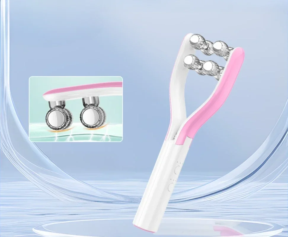 EMS Micro-current Face Rolling Massager Facial Lift  Double Wave Wheel Beauty Instrument VFace Roller Slimming Machine Care Tool