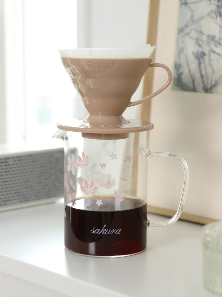 

Портативный ручной кофейный сервиз HARIOMASADA Sakura Pink V60, фильтрующая чашка, горшок для домашнего использования, набор для заваривания кофе, стеклянный материал