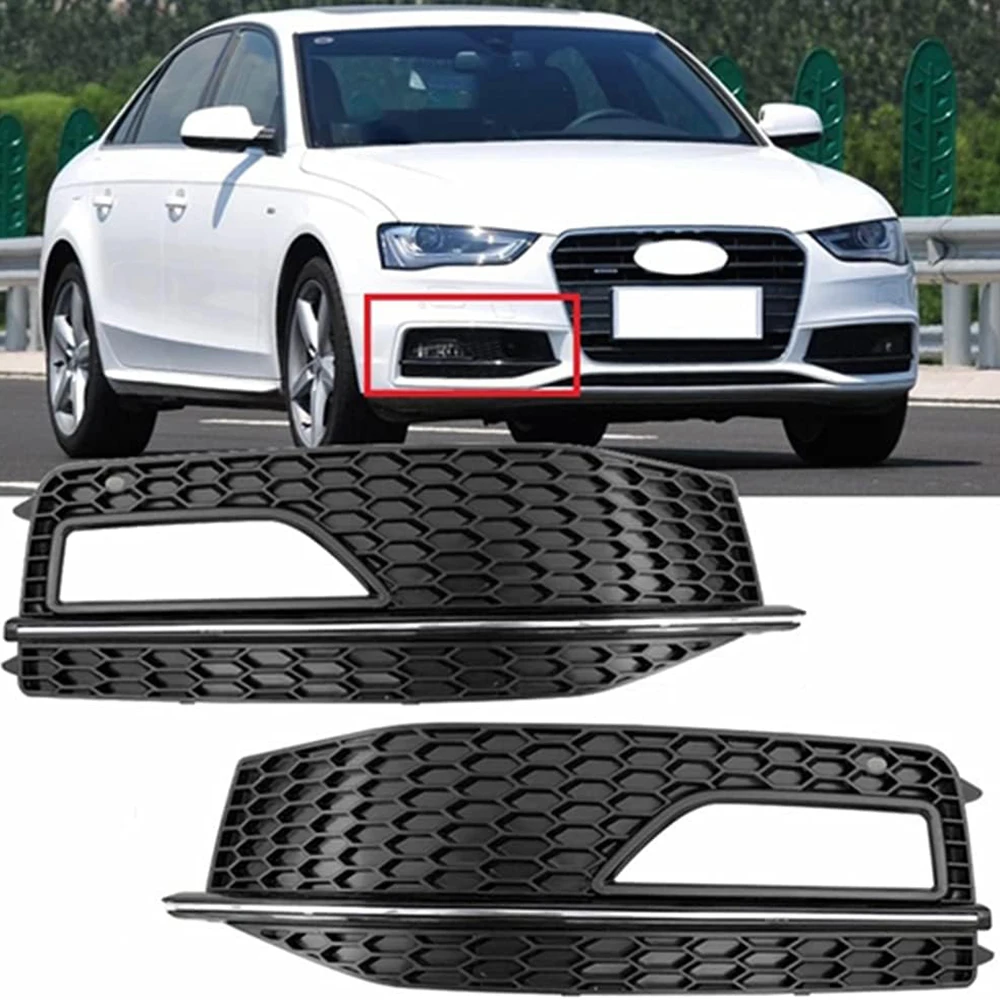 

For Audi A4 B8 S-Line SLine S4 2012 2013 2014 2015 Chrome Front Bumper Lower Fog Light Grill Grille Trim 8K0807681P 8K0807682P