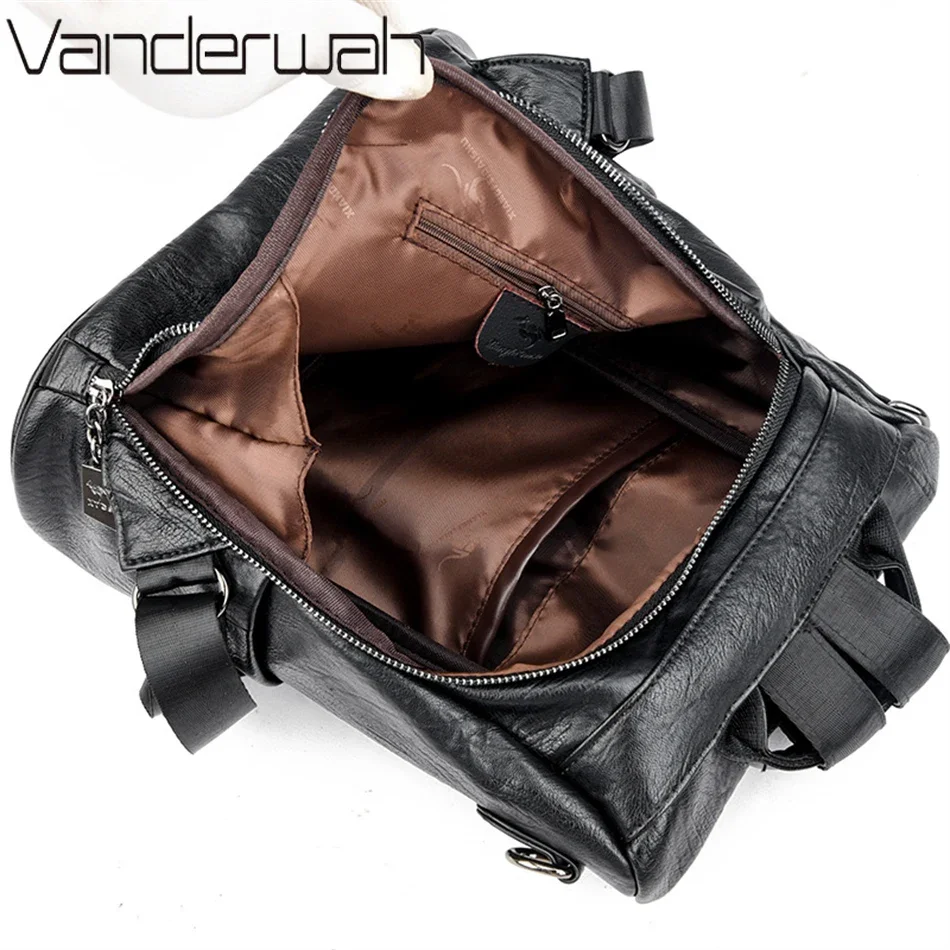 حقيبة ظهر نسائية من الجلد الناعم حقائب كتب مدرسية للفتيات حقيبة ظهر ذات سعة كبيرة حقيبة ظهر للسفر عالية الجودة من Mochilas #6