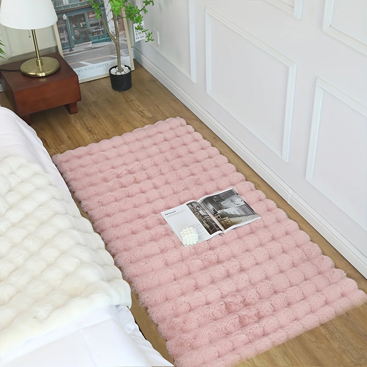 

Rectangle Aritificial Rabbit Fur Bubble Velvet Indoor Bedroom Carpets for Winter Plush Decor Rugs for Living Room