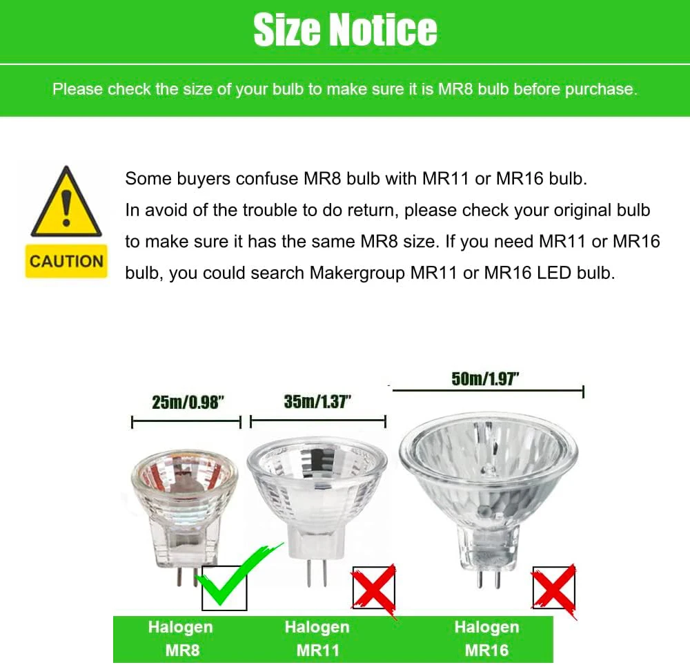 4x MR8 Landscape Light Bulb AC 12V 5W Halogen Bulb MR8 Spotlight 12V Projector Light Mechanical Lighting
