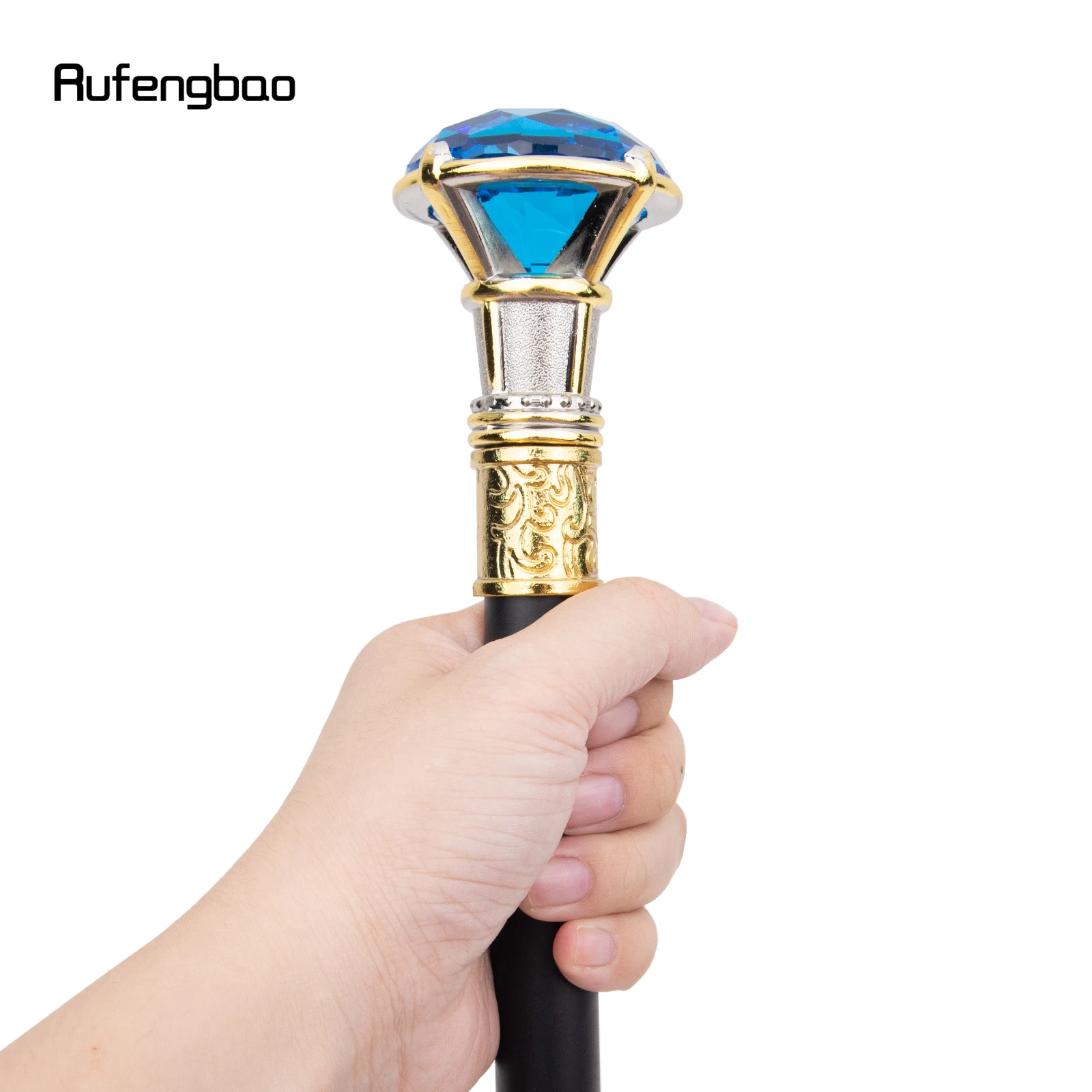 Blue Diamond SINGLE Joint Golden สีขาวเดิน Stick ซ่อนแผ่นป้องกันตัวเองแฟชั่น Cane คอสเพลย์ Crosier Stick 90 ซม