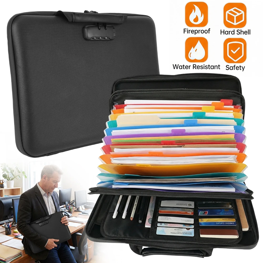 Boîte de rangement pour dossiers, conception multicouche, ignifuge, résistante aux chocs, durable, pour la maison, le bureau et l'école