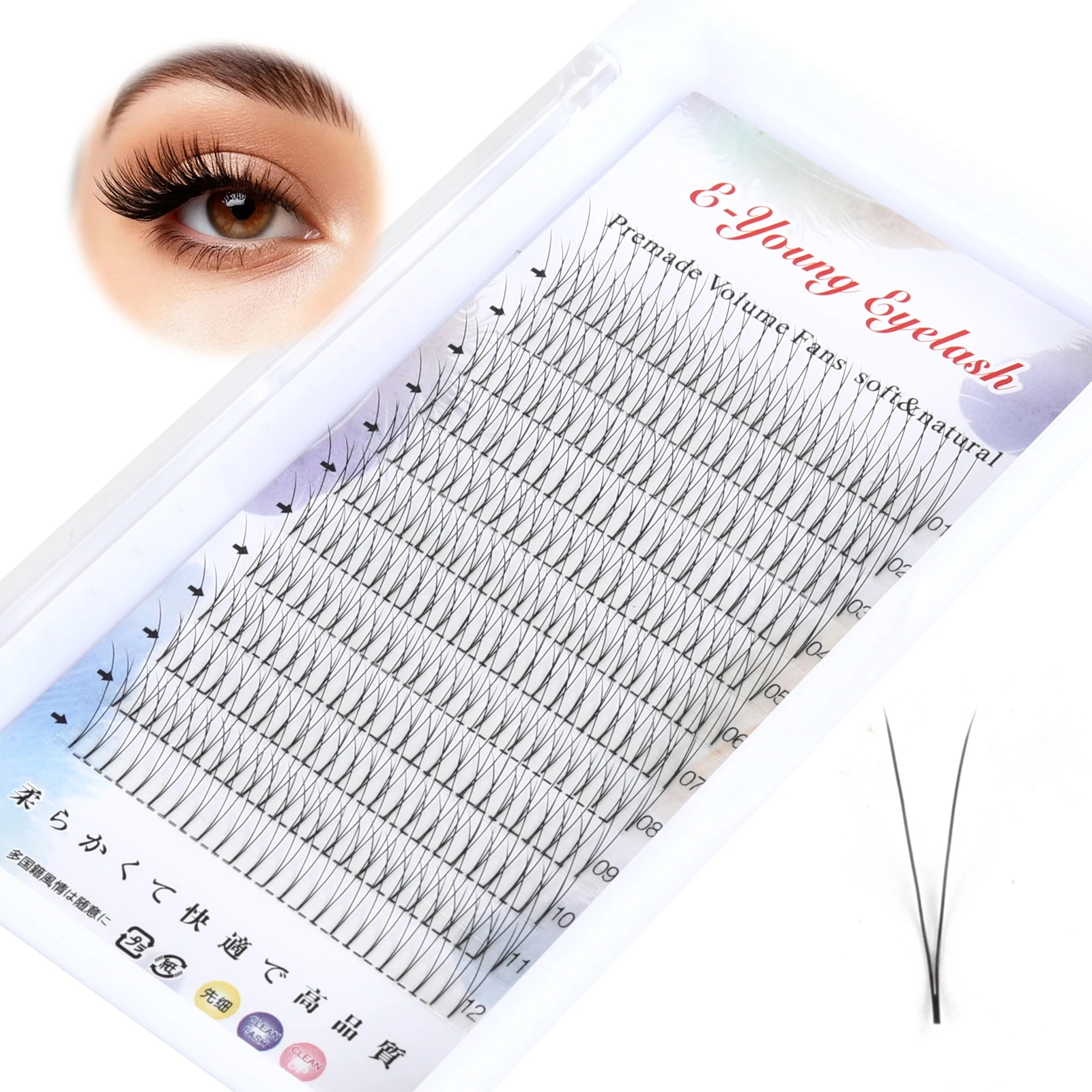 2d 3d 4d Eyelashes Premade Volume Fans Soft Natural Mink Lashes Individual Eyelash Extension C/D Curl Lashes Russian Short Stem