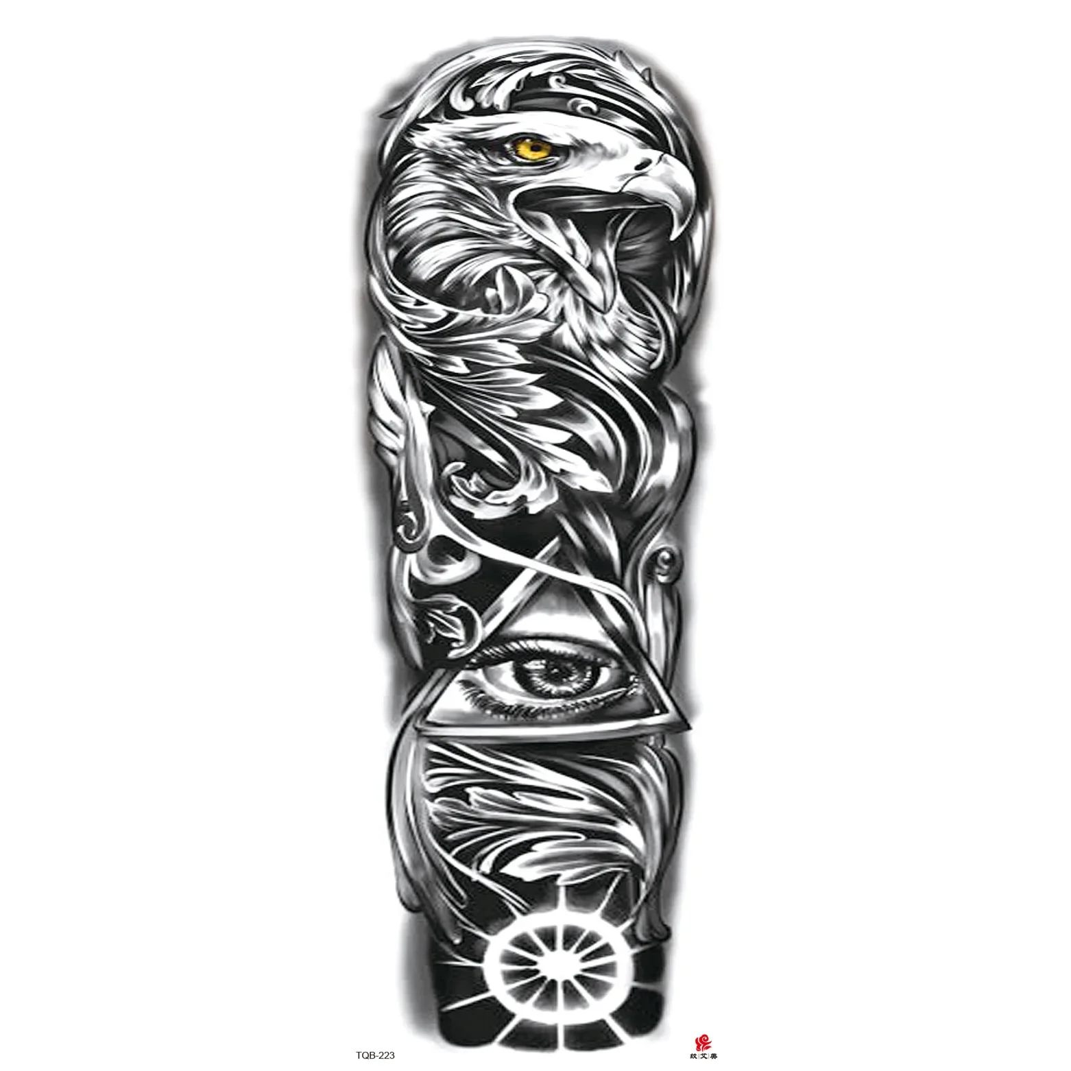 Full-arm Tattoo Stickers With The Crown Of The Virgin Of Jesus And Lion Waterproof Tattoo Stickers