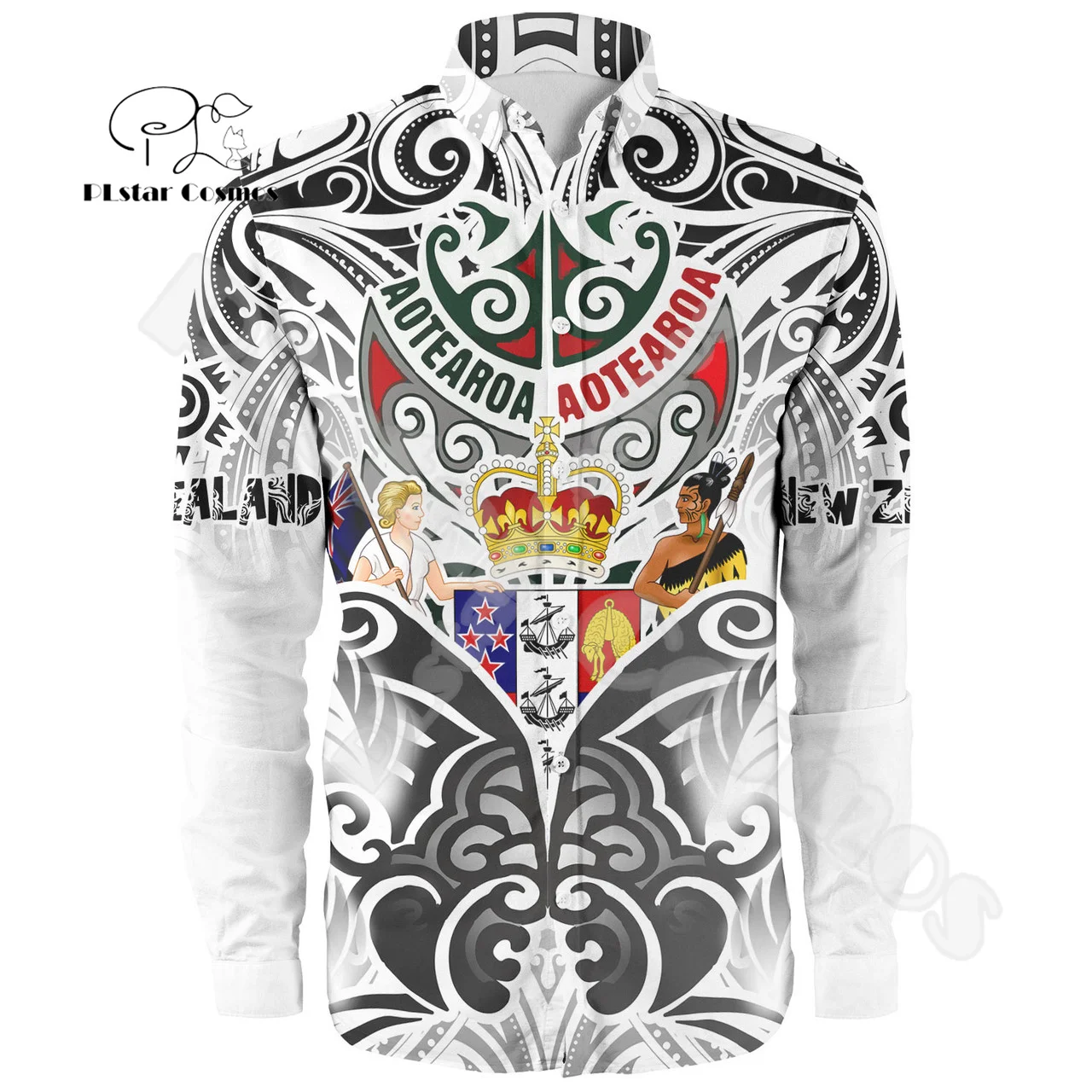 Custom Name Country New Zealand Aotearoa Maori Rugby Tattoo Men's Shirts 3DPrint Collar Button Shirts Streetwear Long Sleeves X3