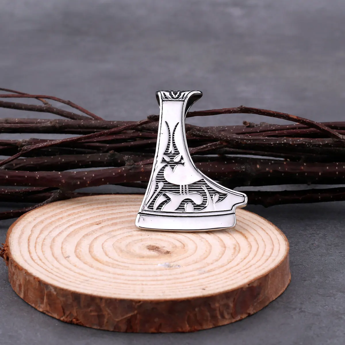 316L Stainless Steel Talisman Pendant Viking Scandinavian Axe Pendant Men's New High-end Creative Party Jewelry Gift Box