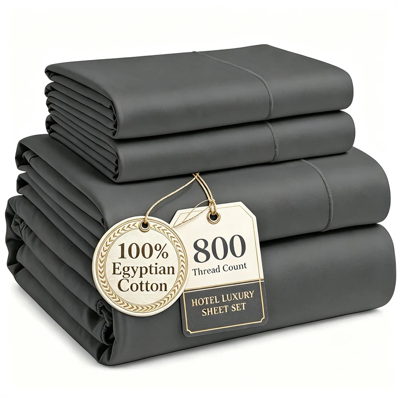 Solid Egyptian Cotton Bed Sheets Set with Flat 3 Solid Egyptian Cotton Bed Sheets Set with Flat