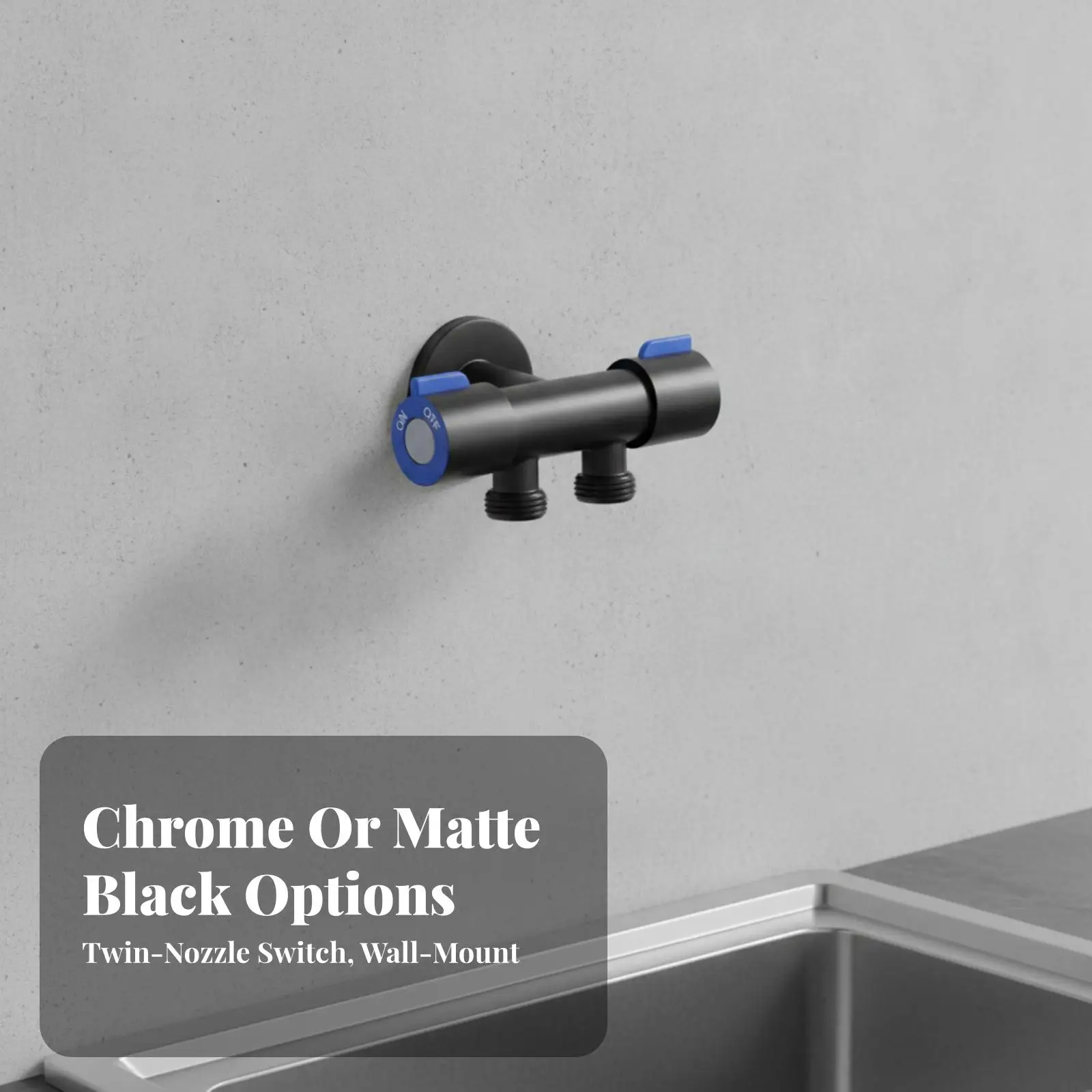 Black Paint Laundry Utility Faucet Stainless Steel Dual Outlet Water Tap for Washing Machine and Sink Connection