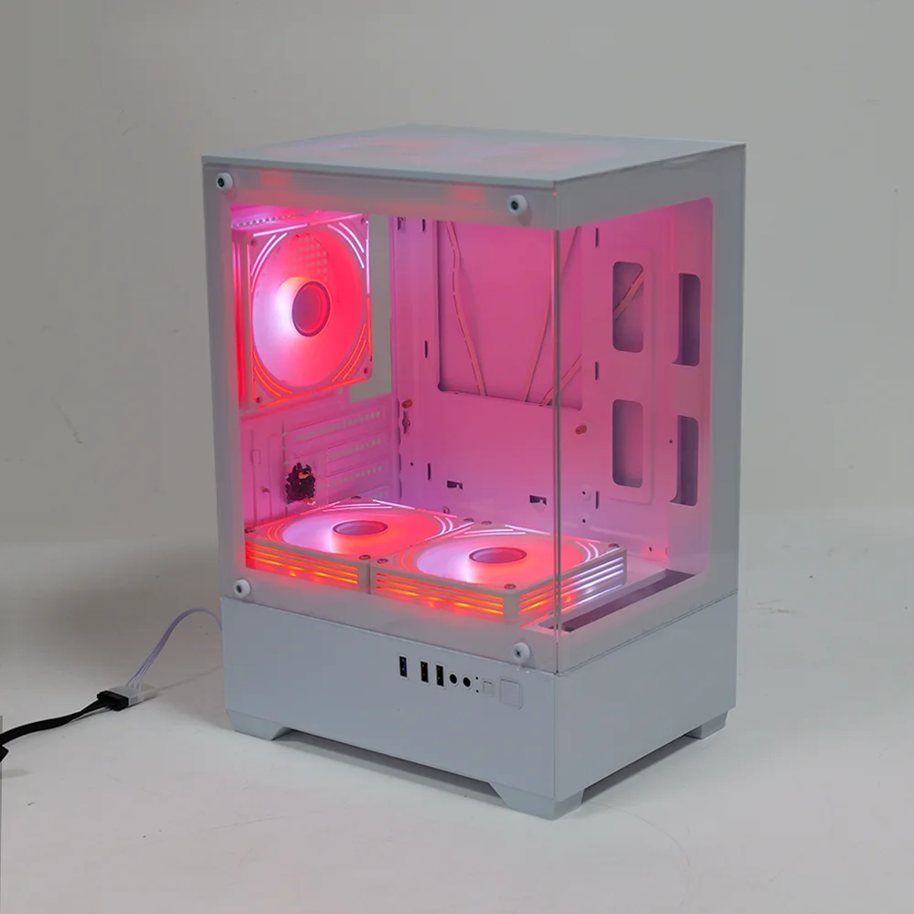 MANMU الزجاج المقسى منتصف برج الألعاب الكمبيوتر حالات كمبيوتر صغير حالة Matx حالة الكمبيوتر مع 5 مروحة #2