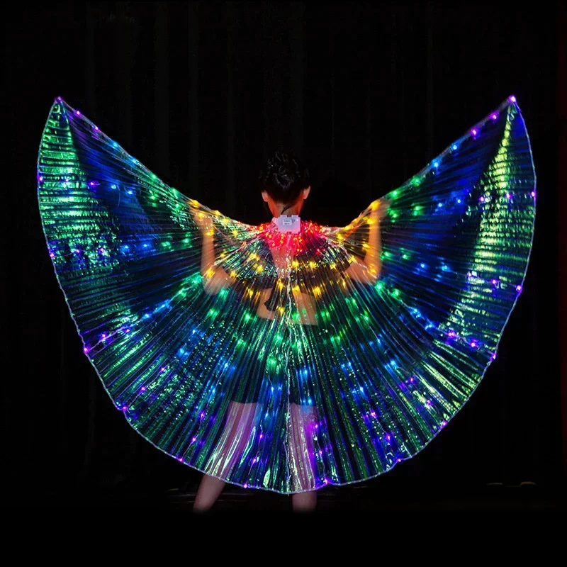 Children Belly Dance LED Light Isis Wings Belly Dance Accessory Bollywood Oriental Egypt Egyptian Wings Costume With Sticks