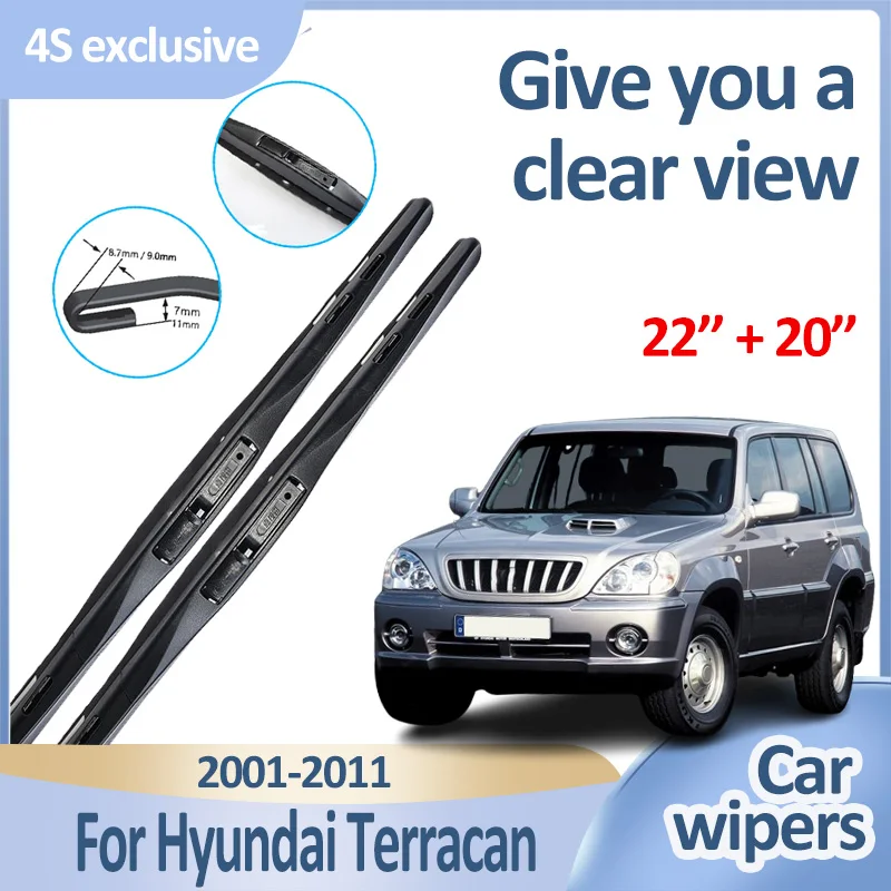 

Автомобильные щетки стеклоочистителя для Hyundai Terracan, аксессуары 2001, 2002-2011, прочные шумоподавляющие щетки стеклоочистителей, инструменты для полосок